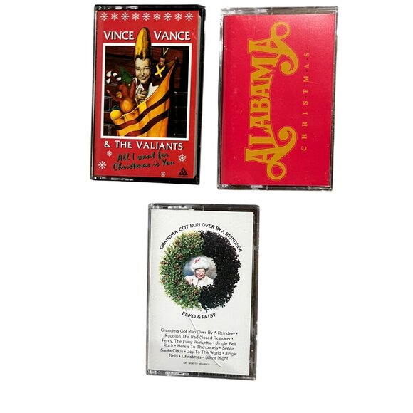 Vintage Christmas Cassette Lot: Alabama Vince Vance & The Valiants Elmo & Patsy - Picture 1 of 3